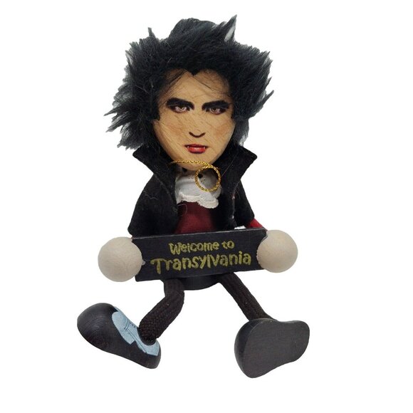 Dracula Ornament Wood Resin Feathers "Welcome To Transylvania" 6" Shelve Sitter - Picture 1 of 7